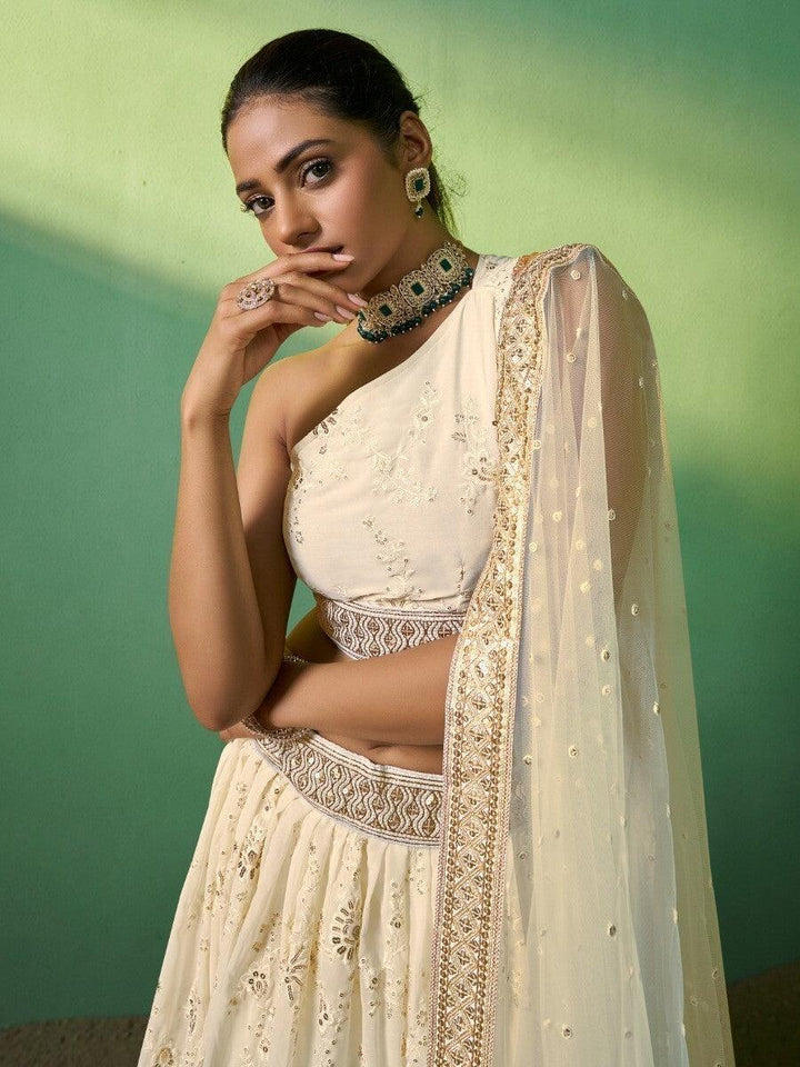 Cream Designer Lehenga Choli Set | Bridal & Party Wear with Dupatta