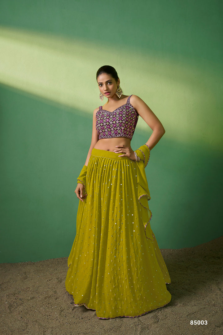 Green Velvet Lehenga Choli | Bridal Wear for Wedding & Festive Events