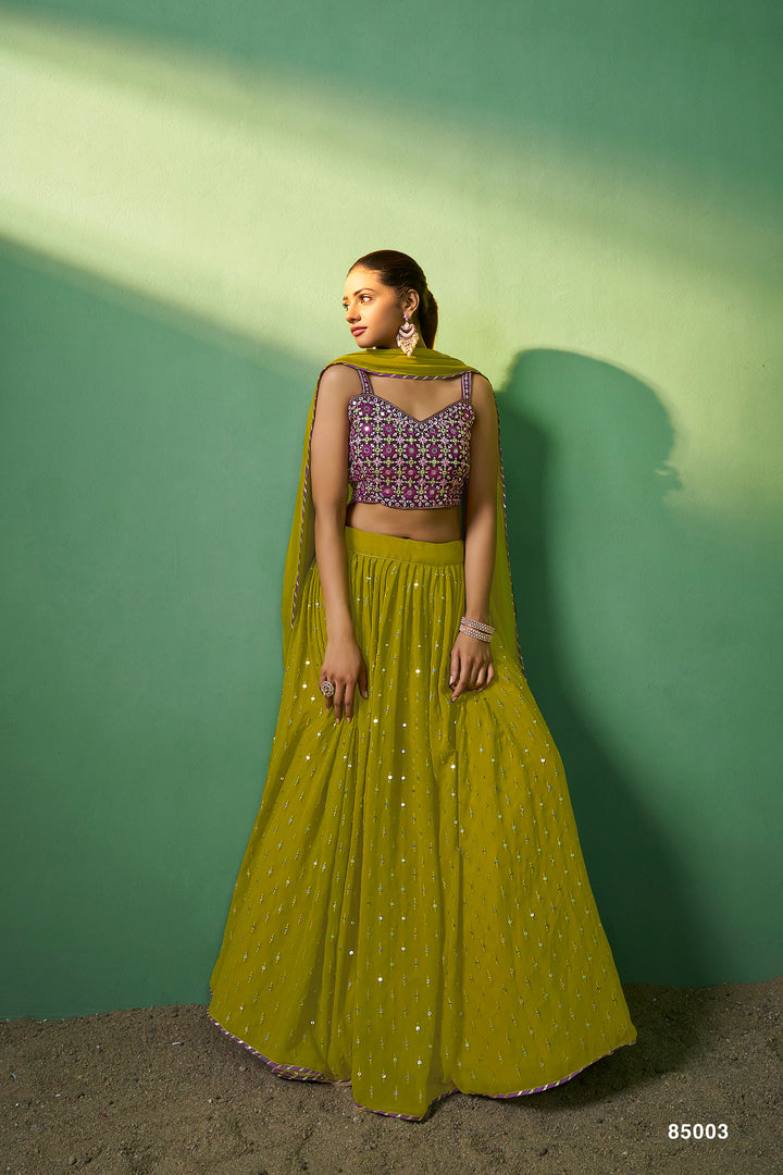 Green Velvet Lehenga Choli | Bridal Wear for Wedding & Festive Events