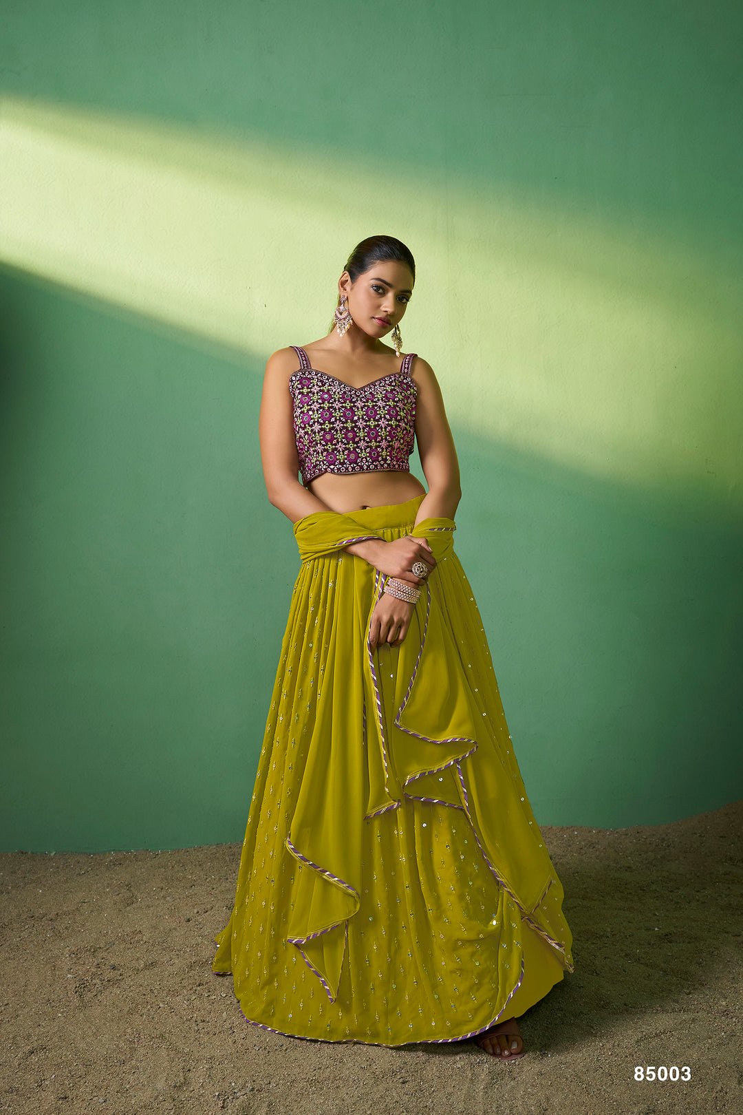 Green Velvet Lehenga Choli | Bridal Wear for Wedding & Festive Events