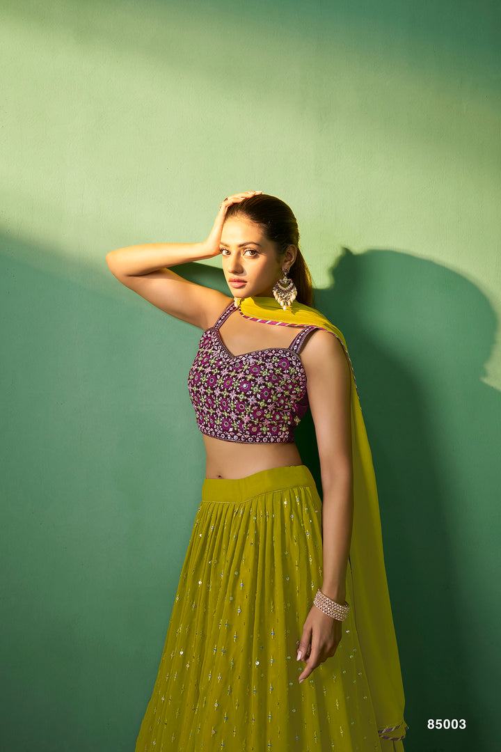 Green Velvet Lehenga Choli | Bridal Wear for Wedding & Festive Events