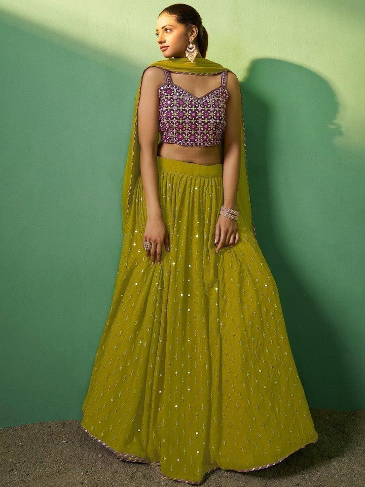 Luxury Green Georgette Lehenga | Bridal Lehenga Choli for Brides & Bridesmaids