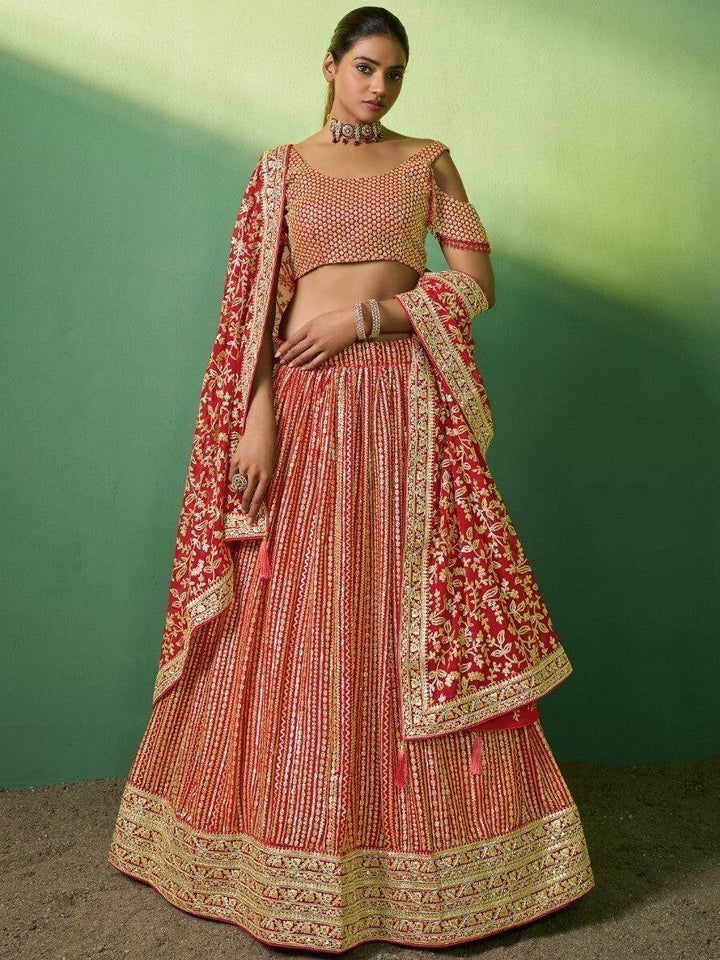 Glamorous Red Lehenga Choli | Perfect for Weddings & Receptions