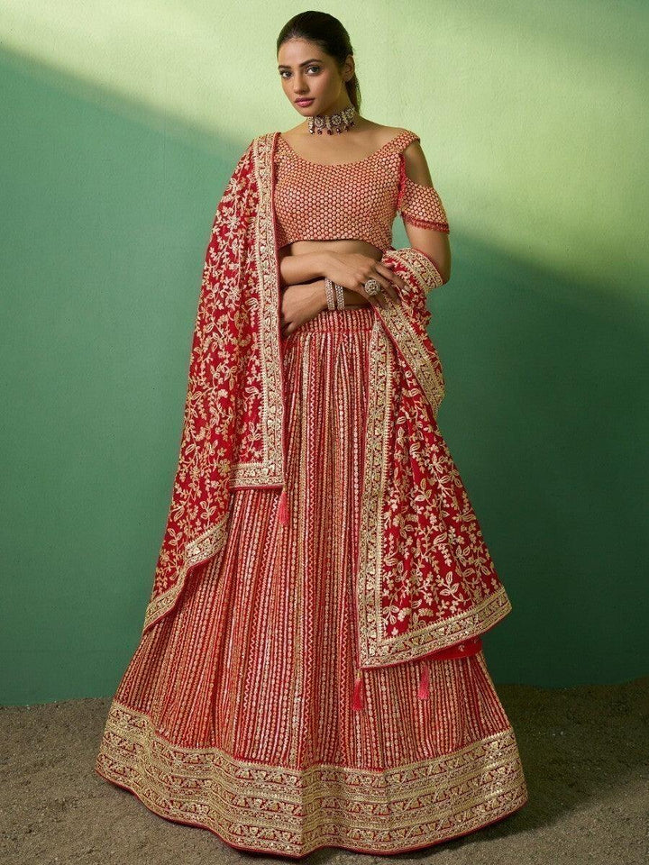 Glamorous Red Lehenga Choli | Perfect for Weddings & Receptions