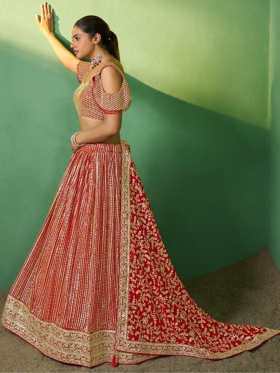 Glamorous Red Lehenga Choli | Perfect for Weddings & Receptions