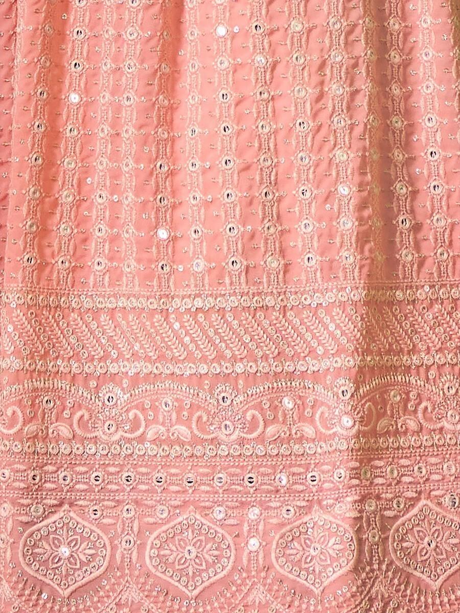 Awesome Peach Embroidered Georgette |Engagement Wear Lehenga Choli