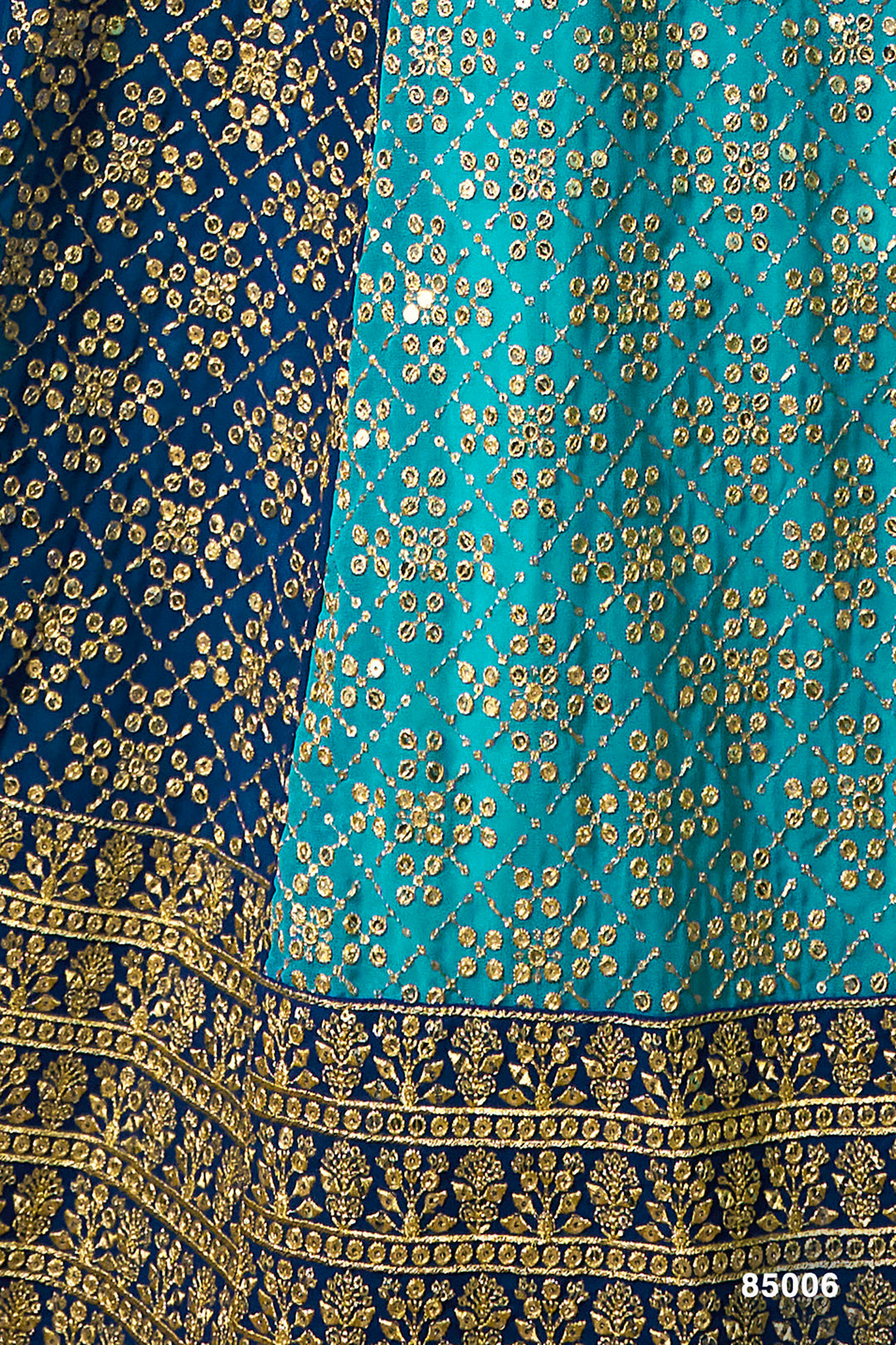 Blue Georgette Lehenga Choli Set | Embroidered Party Wear Lehenga