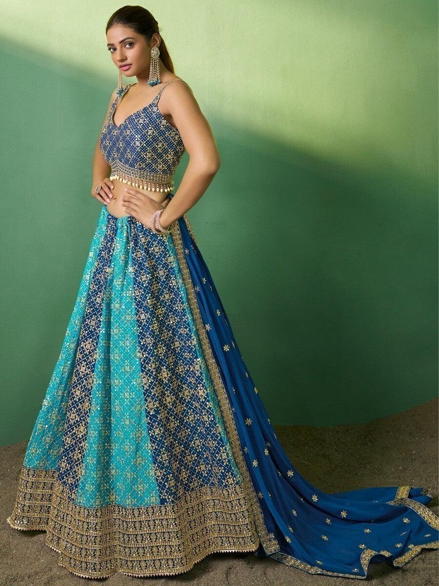 Mesmerizing Blue Lehenga Choli | Customizable Fit for Engagement & Weddings