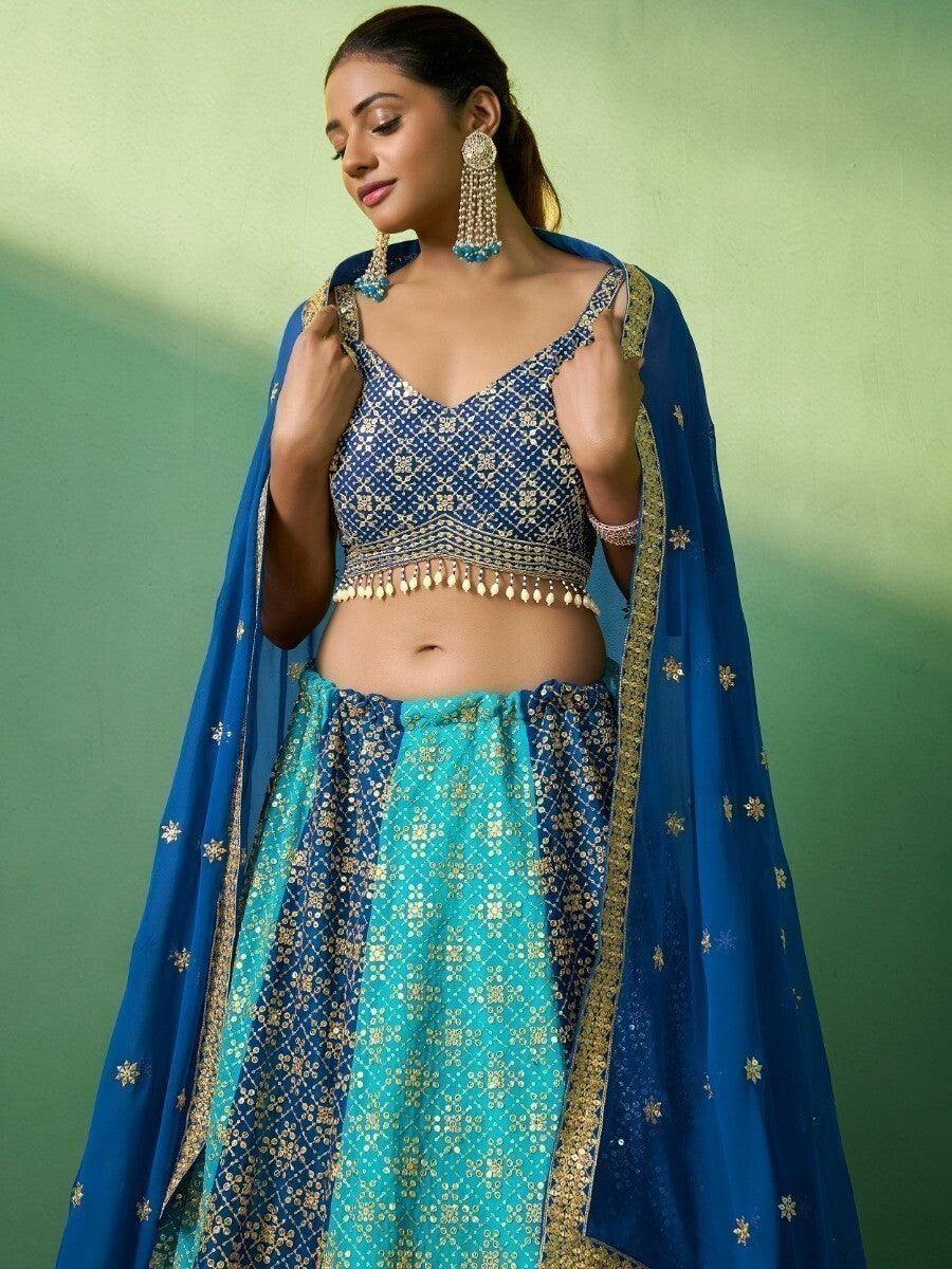 Mesmerizing Blue Lehenga Choli | Customizable Fit for Engagement & Weddings