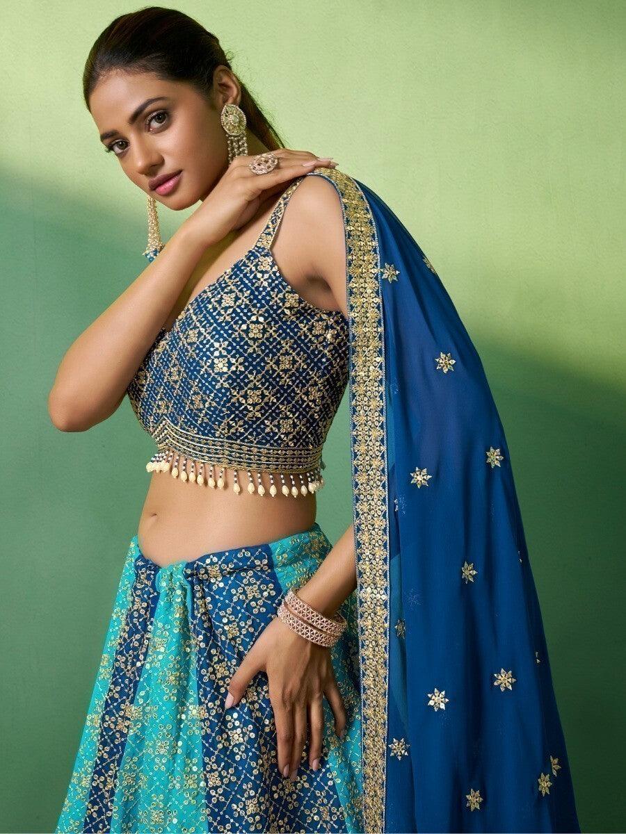 Mesmerizing Blue Lehenga Choli | Customizable Fit for Engagement & Weddings