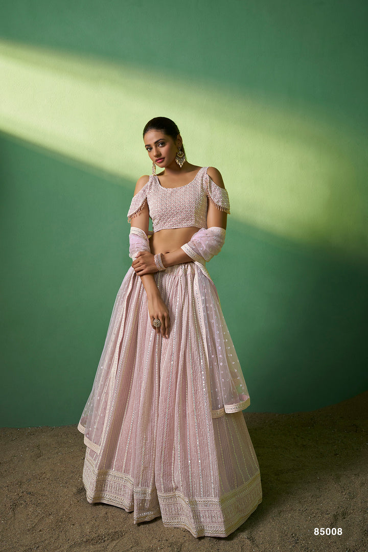 Pink Georgette Bridal Lehenga Choli Set | Indian Wedding Wear