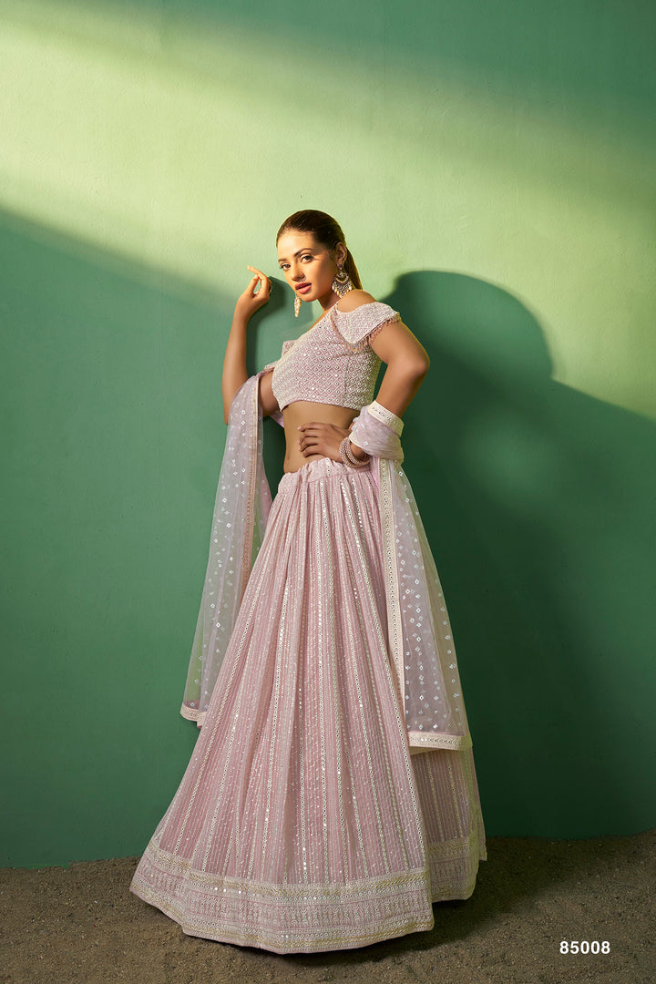 Pink Georgette Bridal Lehenga Choli Set | Indian Wedding Wear