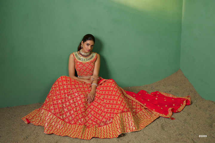 Bridal Lehenga Choli | Red Silk Lehenga for Weddings