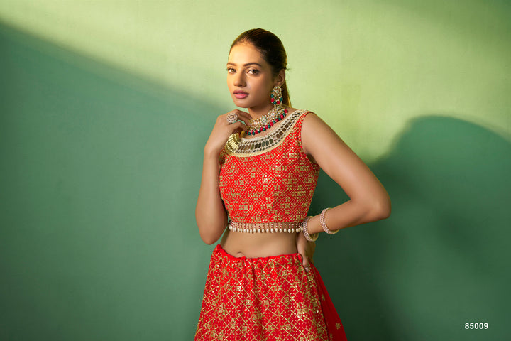 Bridal Lehenga Choli | Red Silk Lehenga for Weddings