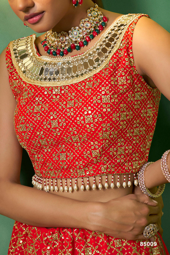 Bridal Lehenga Choli | Red Silk Lehenga for Weddings