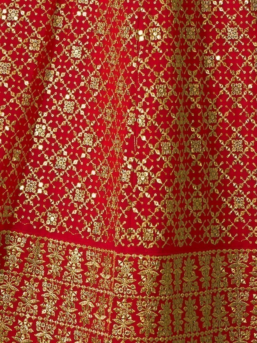 Gorgeous Red Sequins Lehenga Choli | Georgette & Silk Material with Dupatta