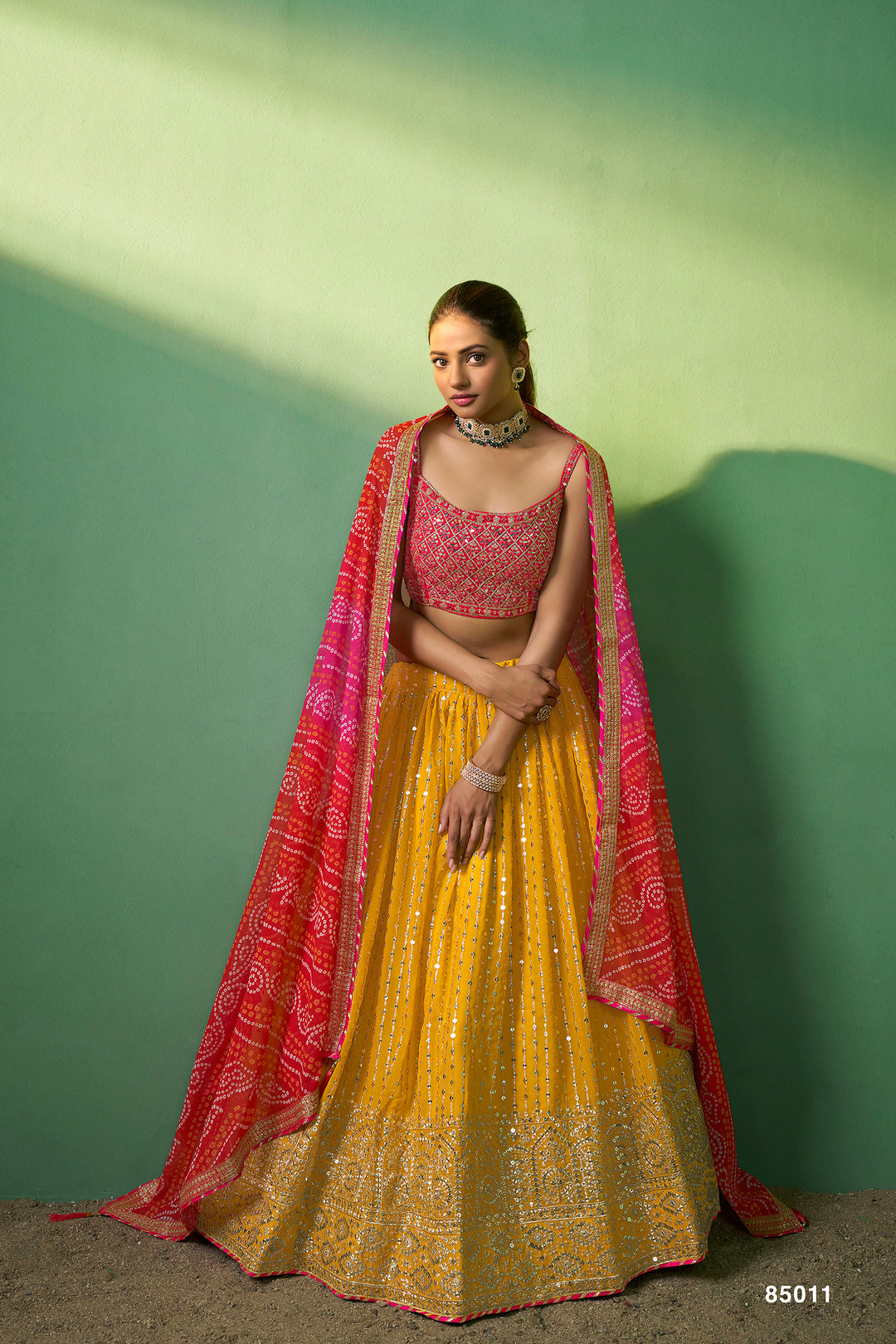 Stunning Mustard Georgette Lehenga Choli set | Bridal Lehenga for Wedding