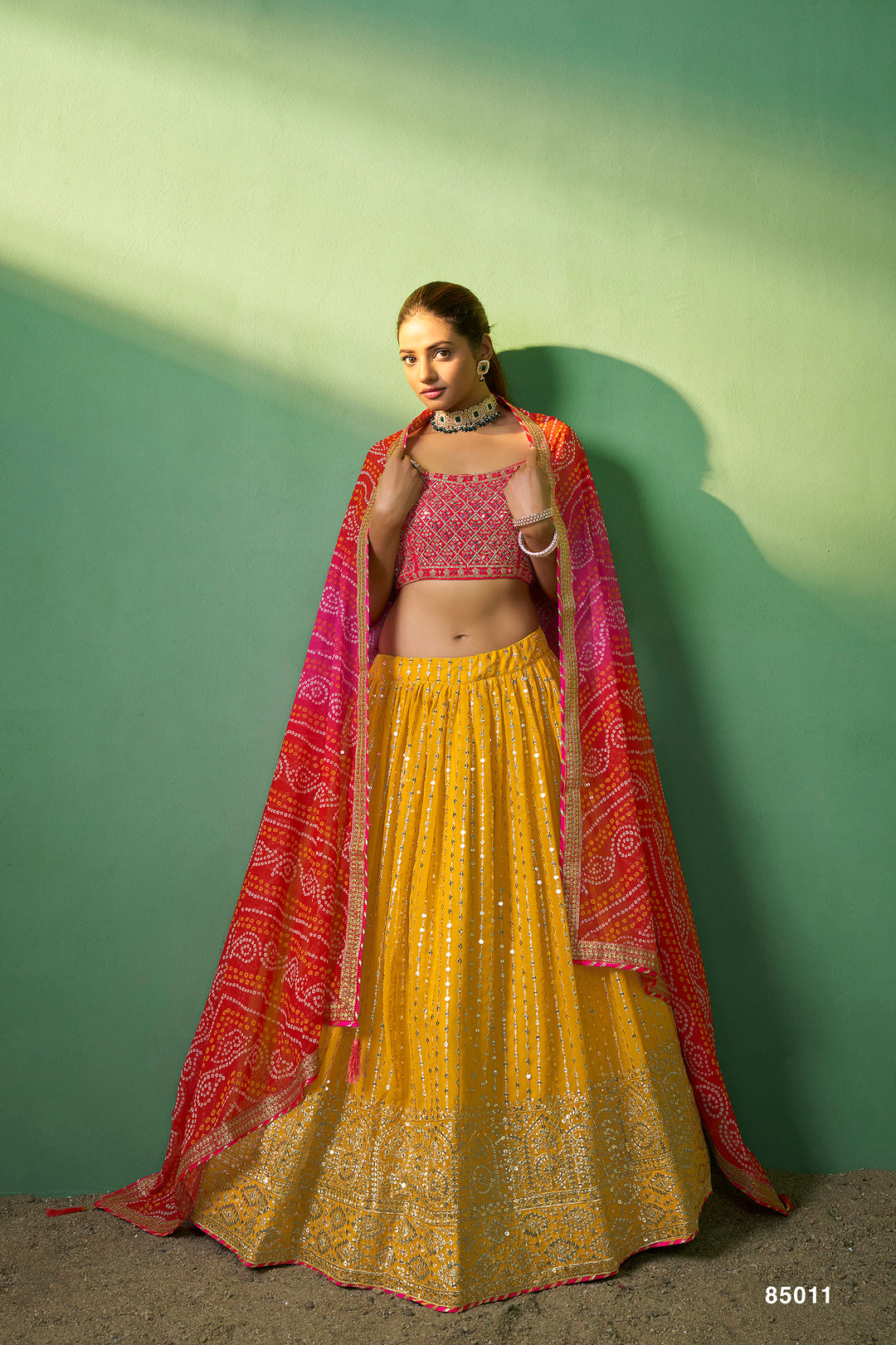 Stunning Mustard Georgette Lehenga Choli set | Bridal Lehenga for Wedding