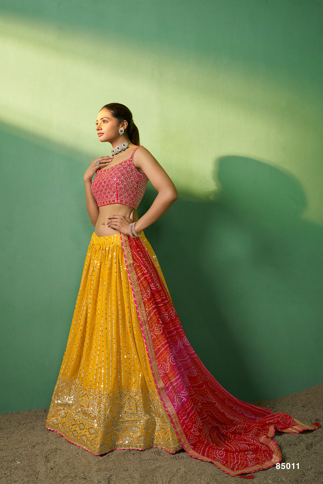 Stunning Mustard Georgette Lehenga Choli set | Bridal Lehenga for Wedding