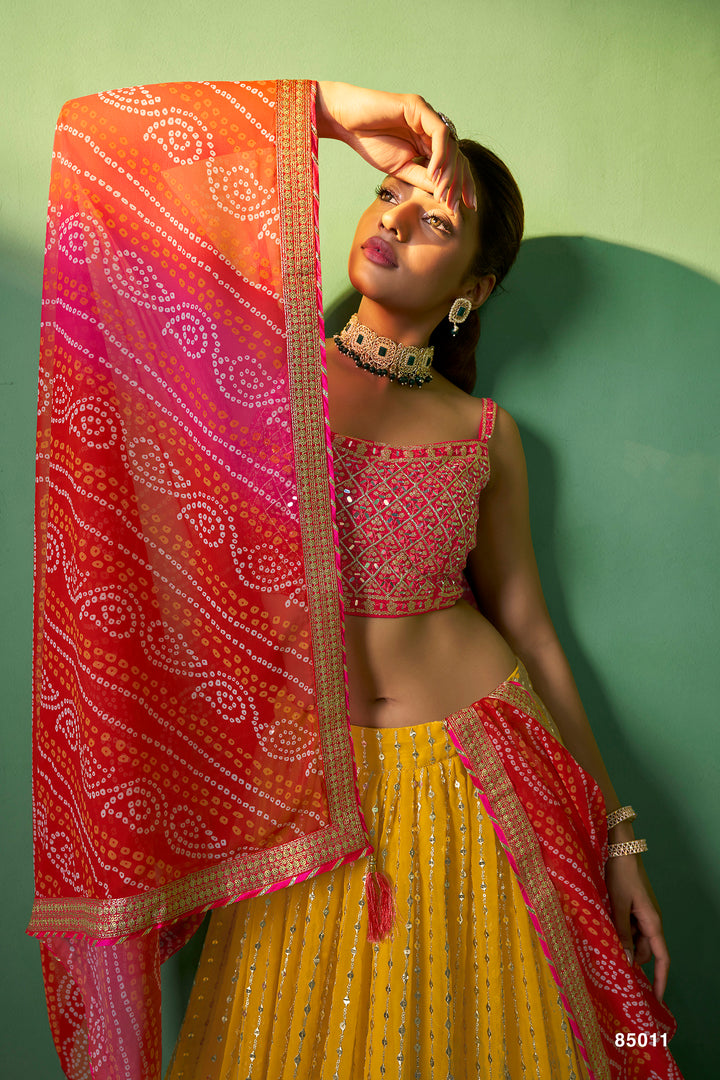 Stunning Mustard Georgette Lehenga Choli set | Bridal Lehenga for Wedding