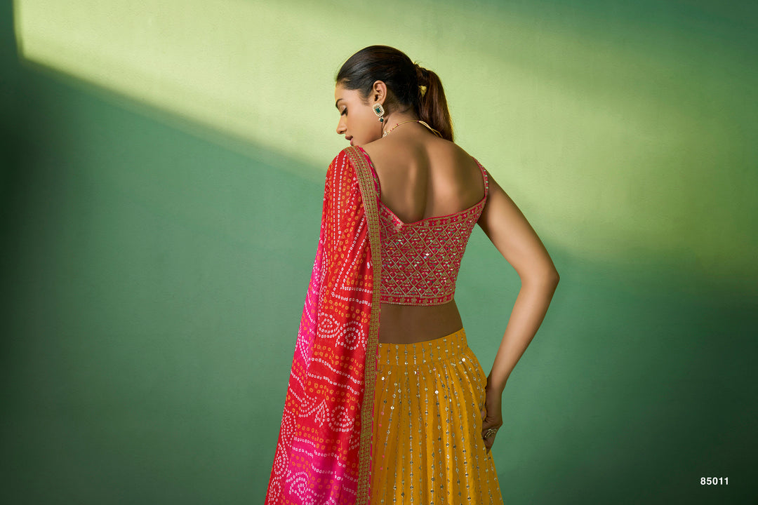 Stunning Mustard Georgette Lehenga Choli set | Bridal Lehenga for Wedding