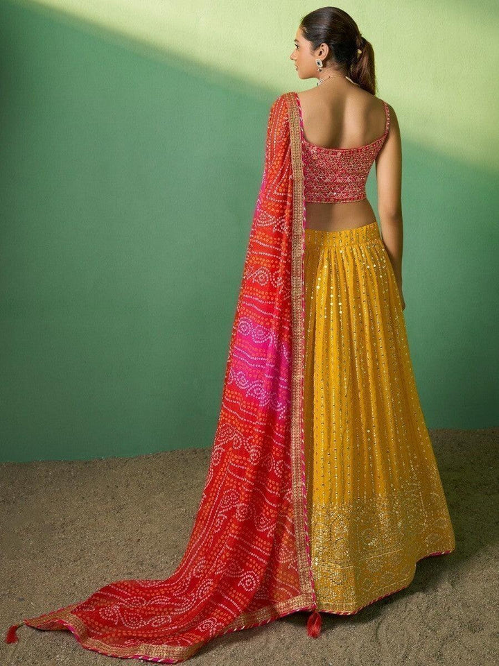 Sequins & Zari Mustard Yellow Lehenga Choli | Designer Wedding Wear