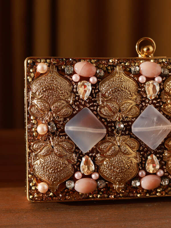 Embellished Brass Clutch | Unique Arya Signature Design