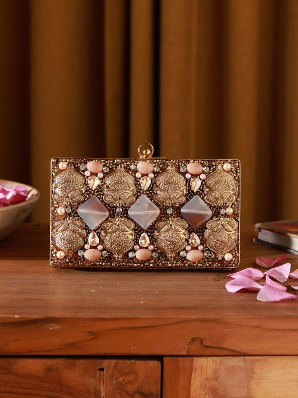 Embellished Brass Clutch | Unique Arya Signature Design