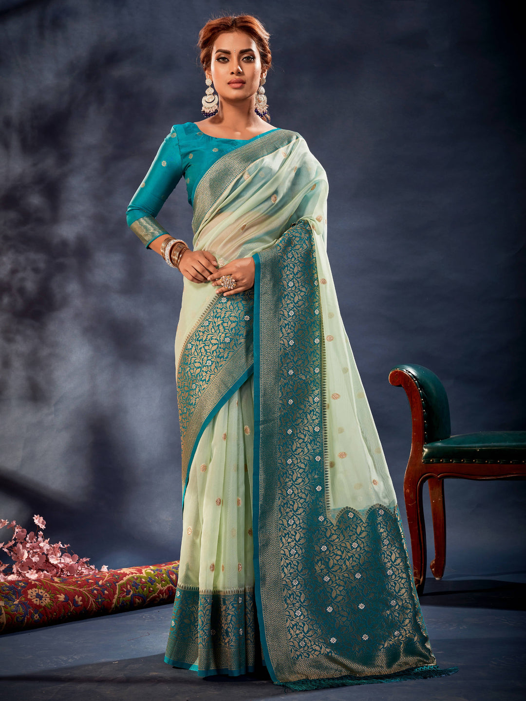 Blue silk saree crafted for elegance and style.