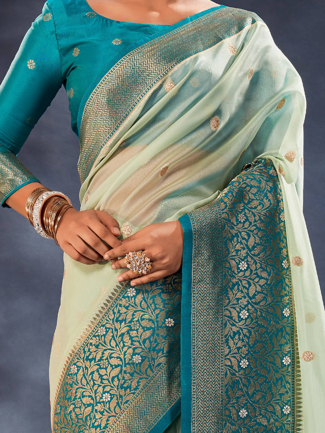 Vibrant color luxurious fabric exclusive attire crafted for elegance and style.