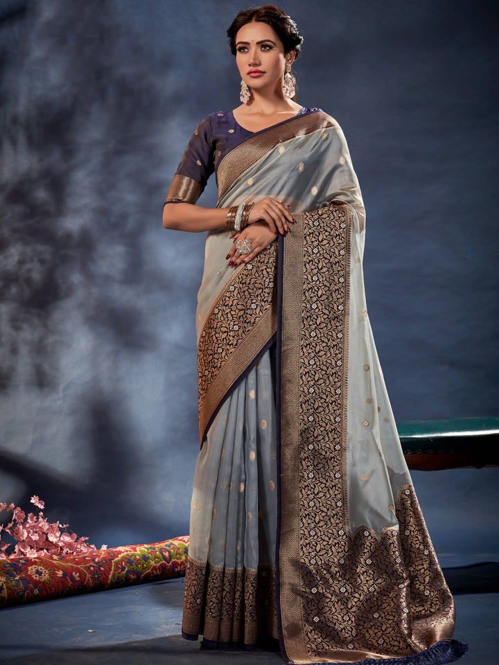 Blue silk saree crafted for elegance and style.