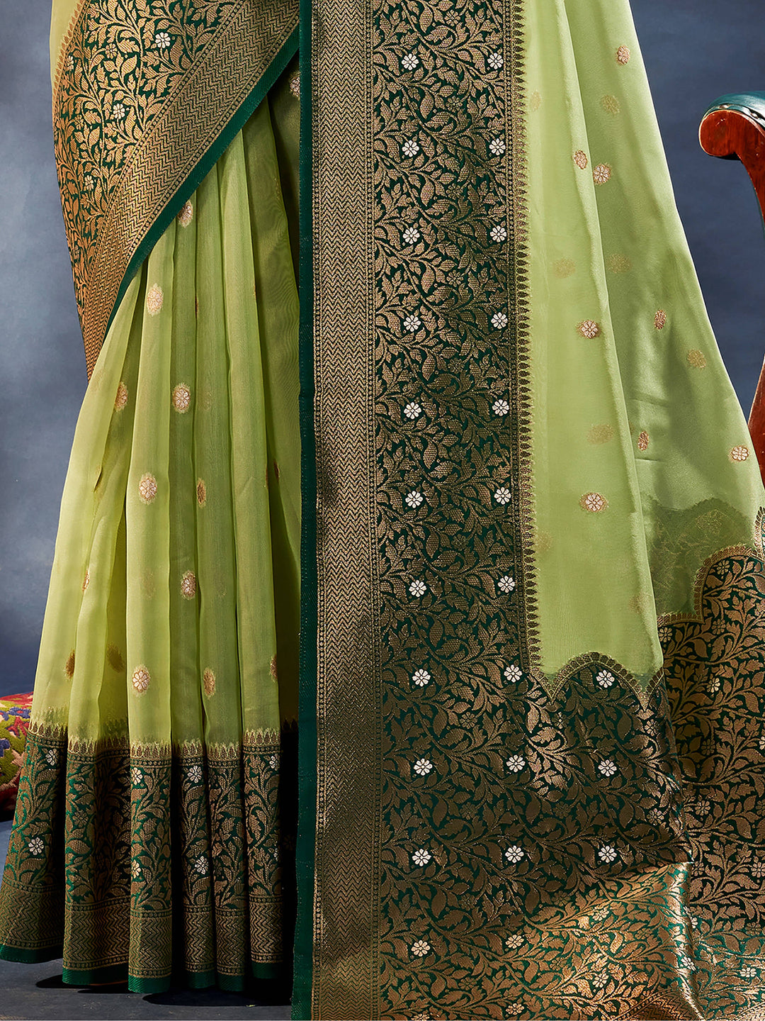 Vibrant color luxurious fabric exclusive attire crafted for elegance and style.