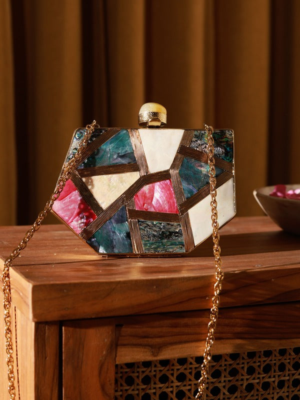 Emily Multicolor Mother of Pearl Clutch | Contemporary Flair Design