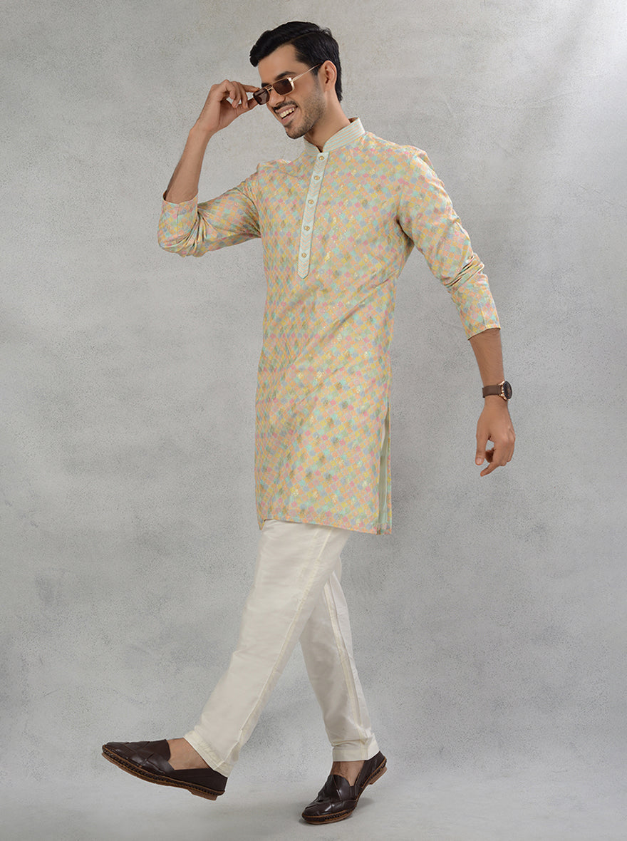 Discover the perfect blend of style and comfort with this sea green kurta pajama for modern men in the USA.