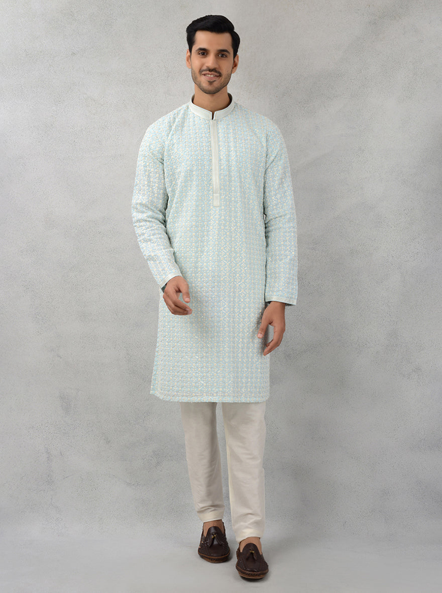 Stylish sky blue kurta that adds a regal touch to your wardrobe.