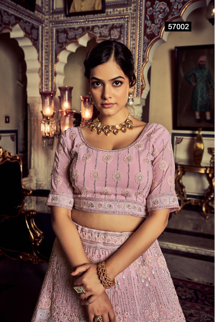 Pink Georgette Embroidered Lehenga | With Soft Net Dupatta for Weddings