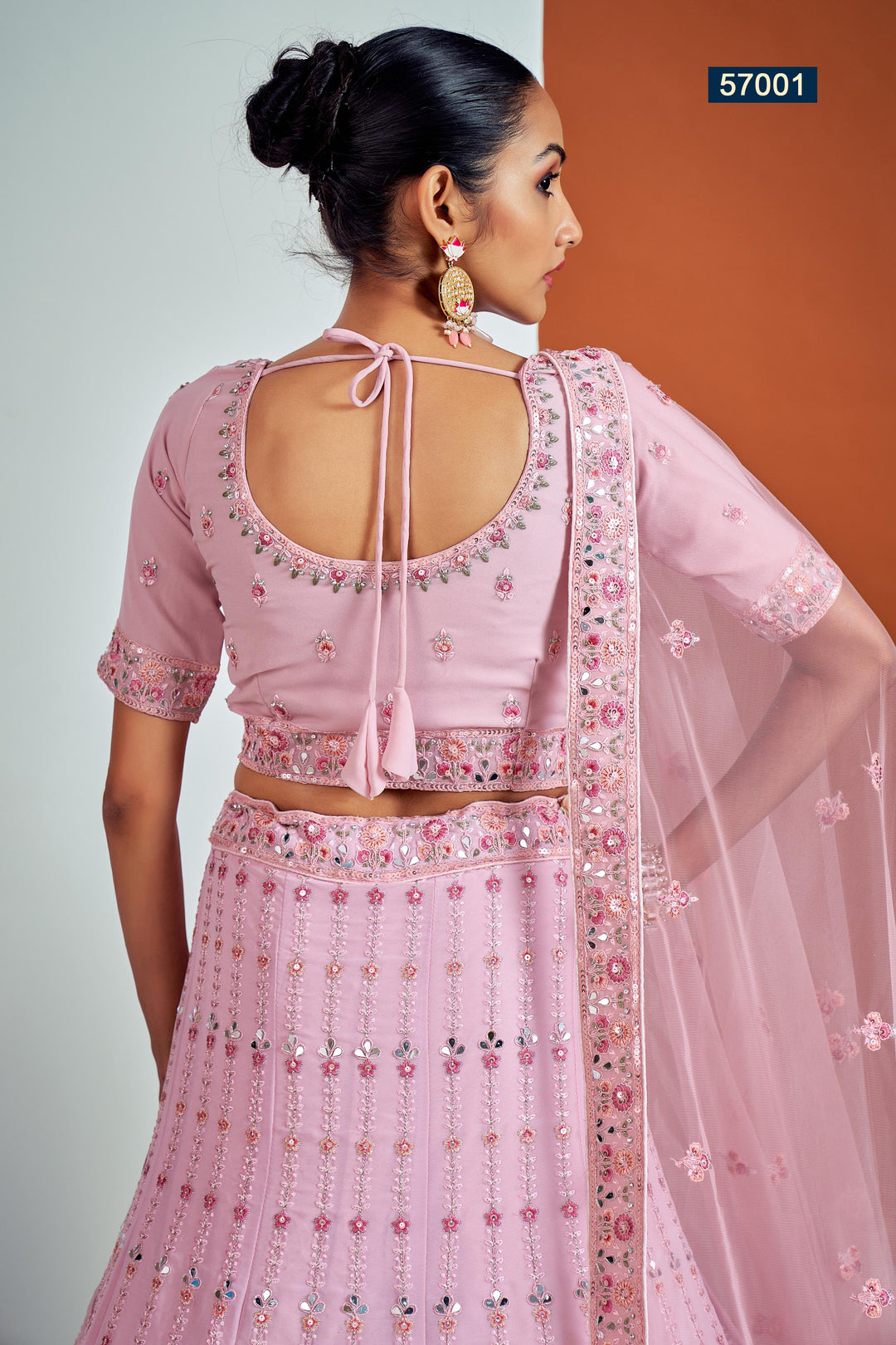 Elegant Pink Lehenga for Women | Georgette Choli & Embroidered Dupatta