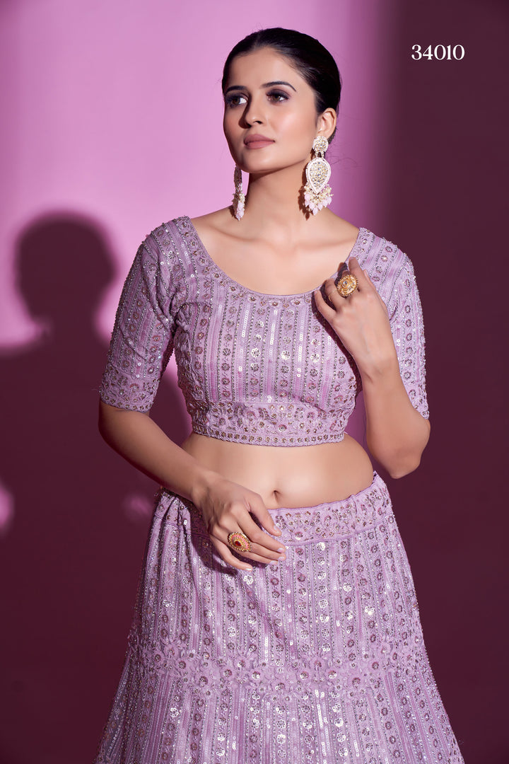 Soft Net Lehenga with Sequins & Zarkan Work | Designer Festive Wear