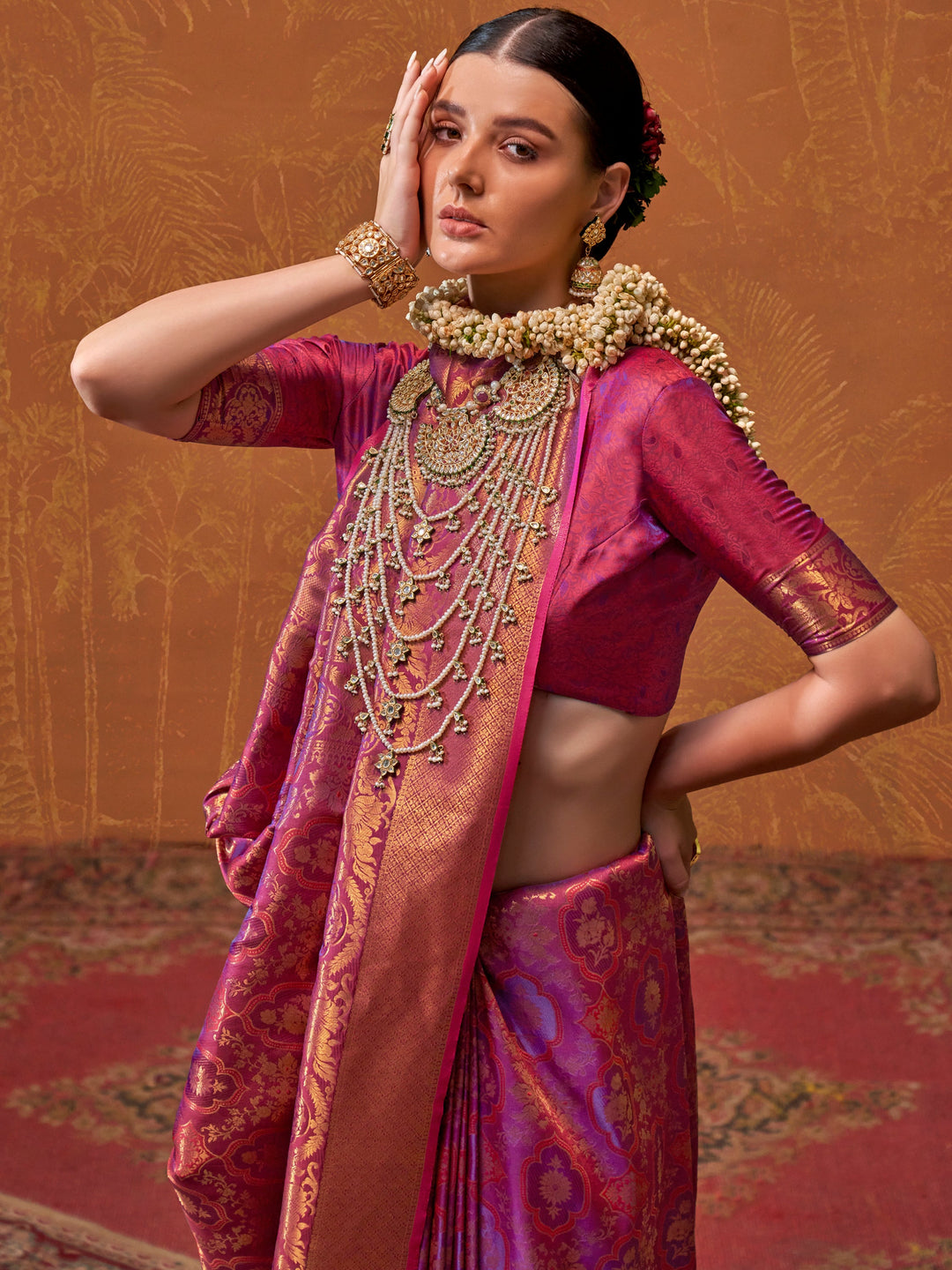 Vibrant color luxurious fabric exclusive attire crafted for elegance and style.