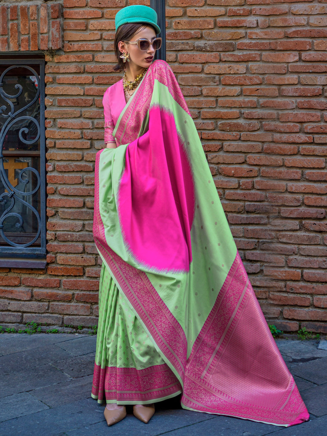 Pink silk saree crafted for elegance and style.