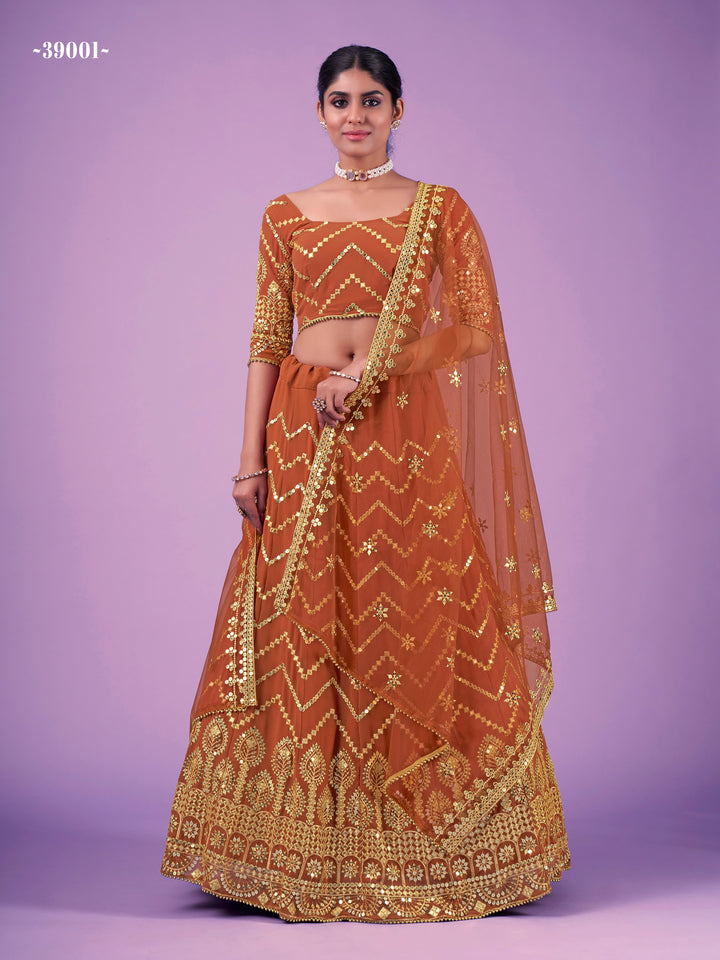 Elegant Orange Festive Lehenga Choli | Perfect for Festival Celebrations