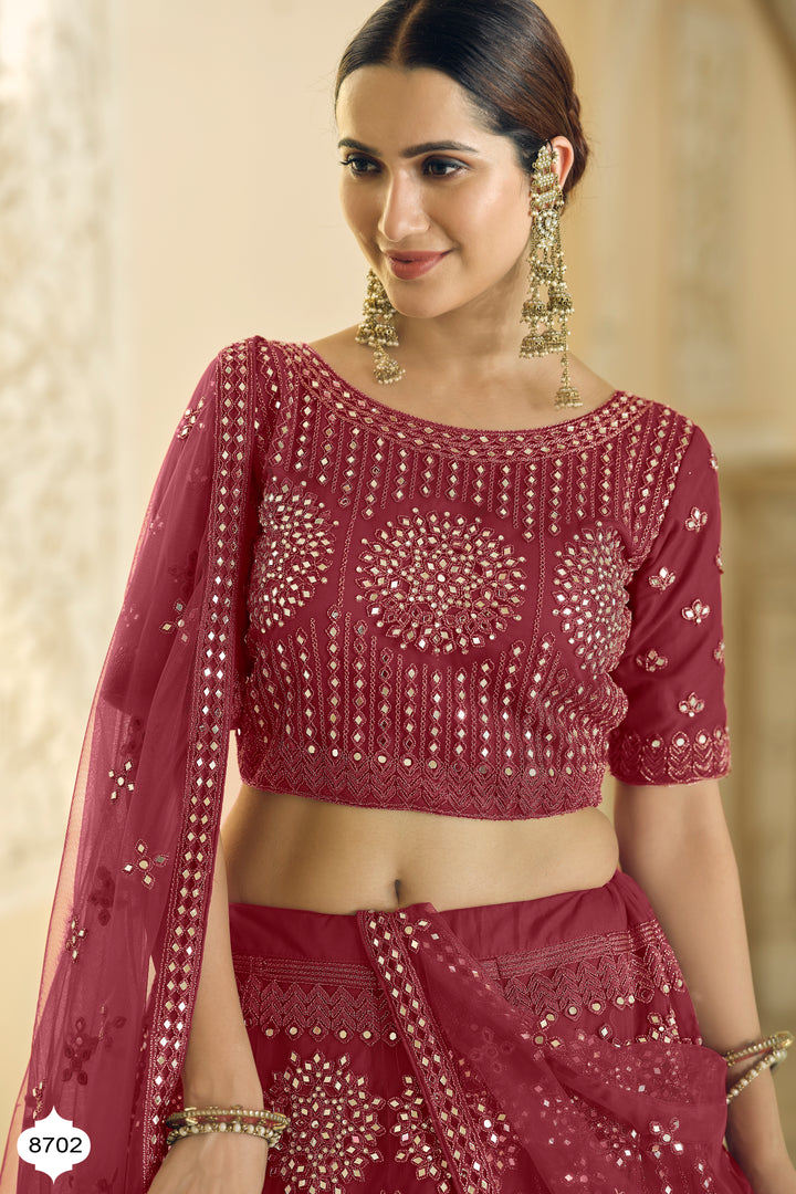 Maroon Lehenga Set | Dori & Mirror Work Bridal Lehenga Choli