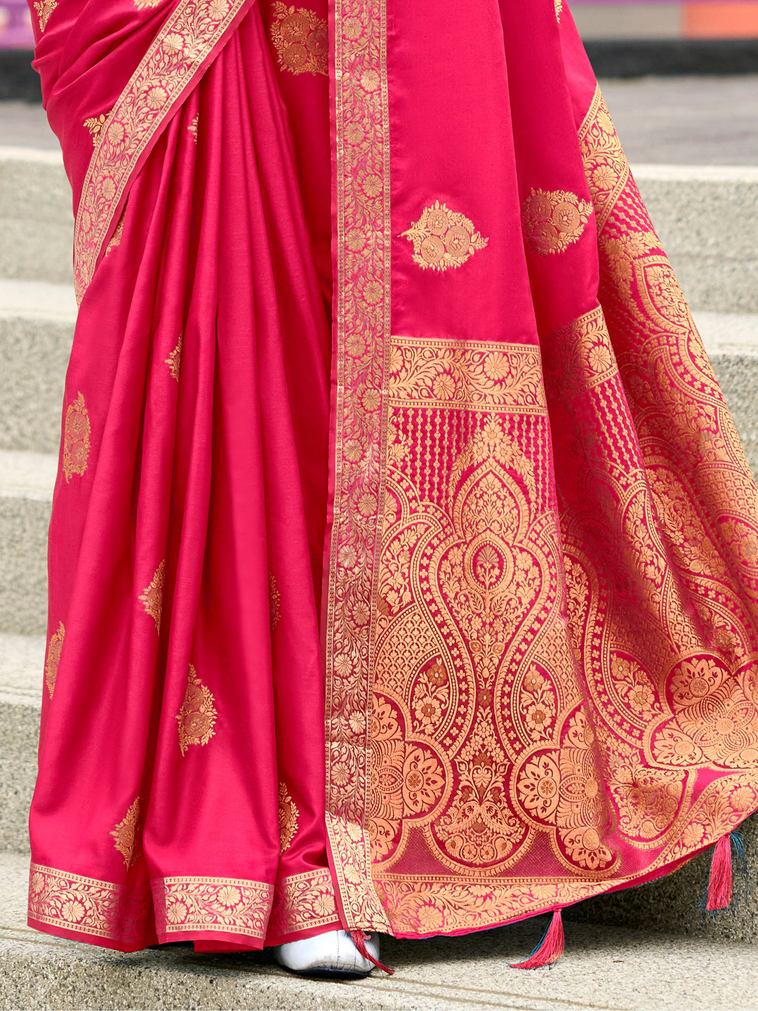 Vibrant color luxurious fabric exclusive attire crafted for elegance and style.