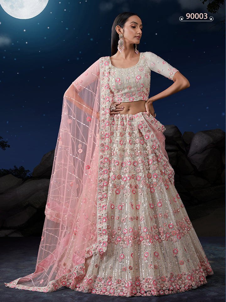 Dazzling White Lehenga Set | Bridal & Festive Soft Net Lehenga Choli