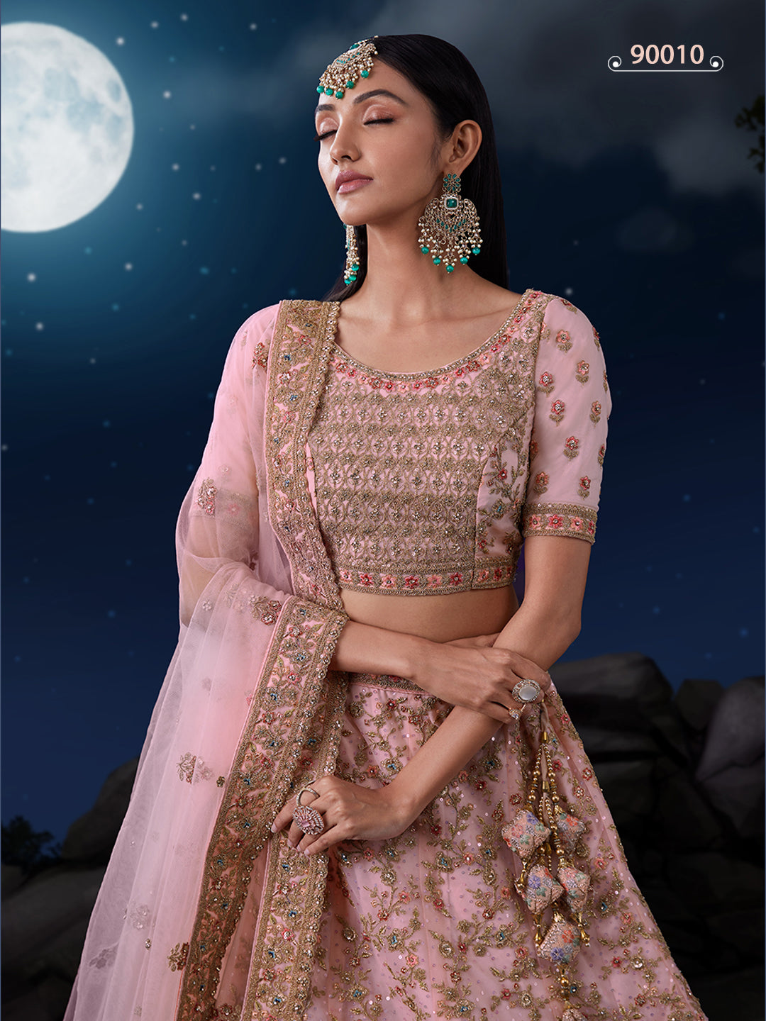 Soft Net Pink Bridal Lehenga | Lehenga for Weddings & Festive Events