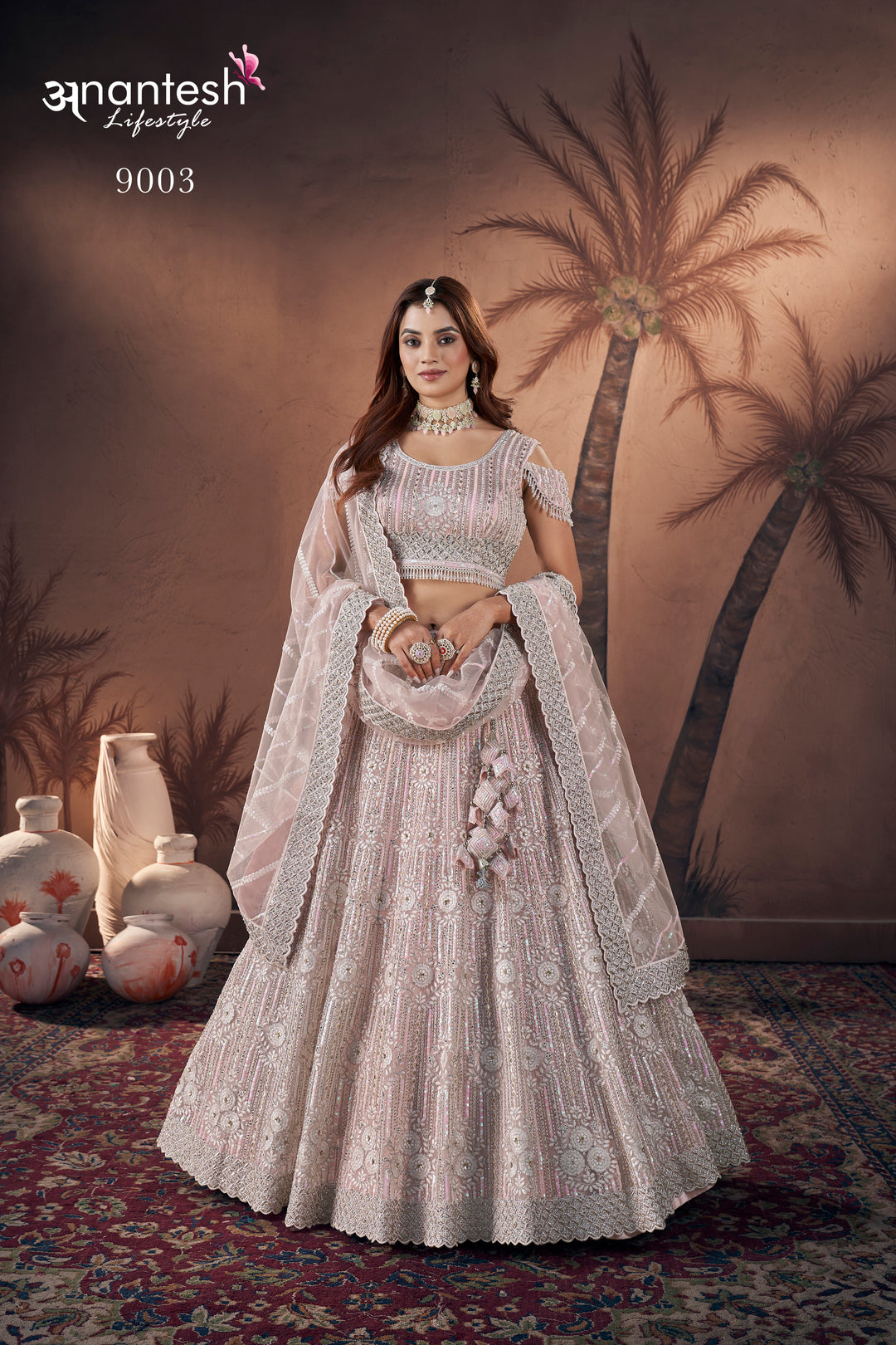 Baby Pink Bridal Handwork Lehenga Choli | Party Wear Georgette Lehenga