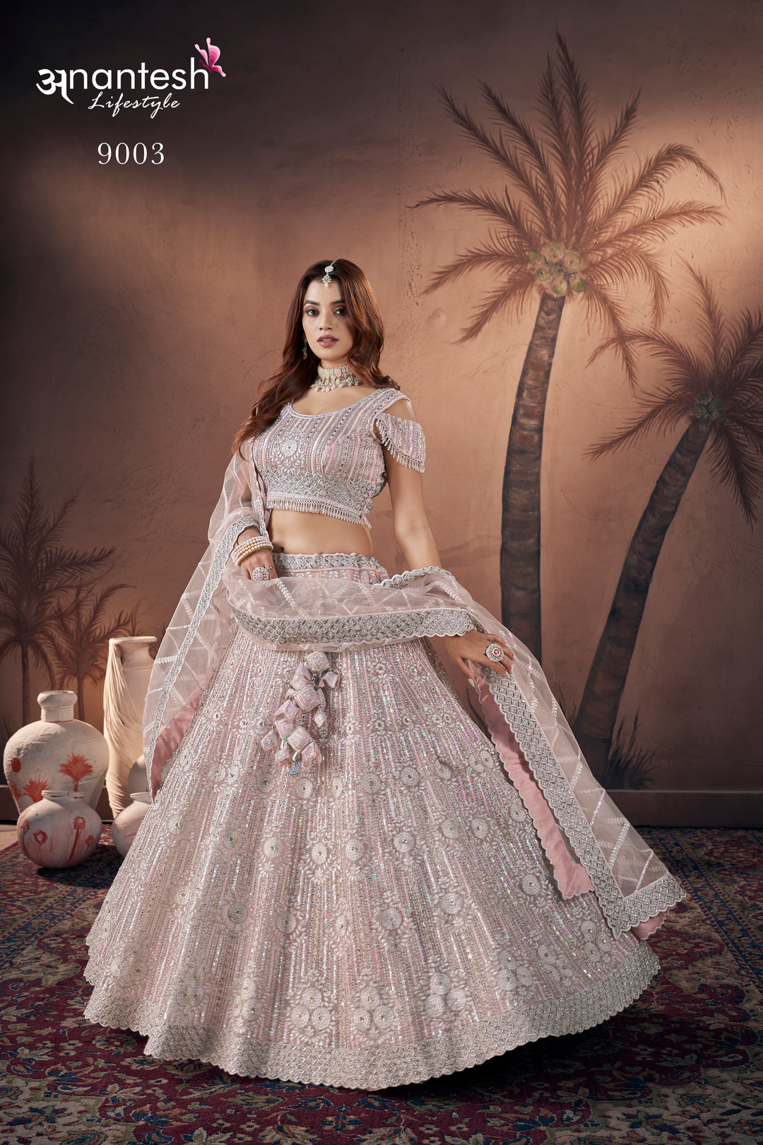 Baby Pink Bridal Handwork Lehenga Choli | Party Wear Georgette Lehenga