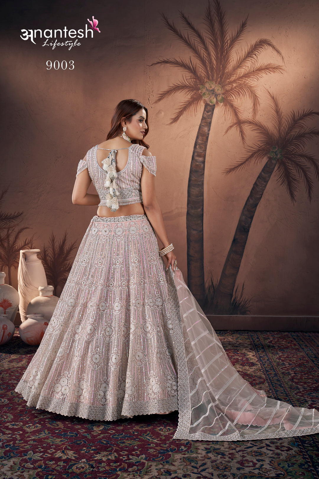 Baby Pink Bridal Handwork Lehenga Choli | Party Wear Georgette Lehenga