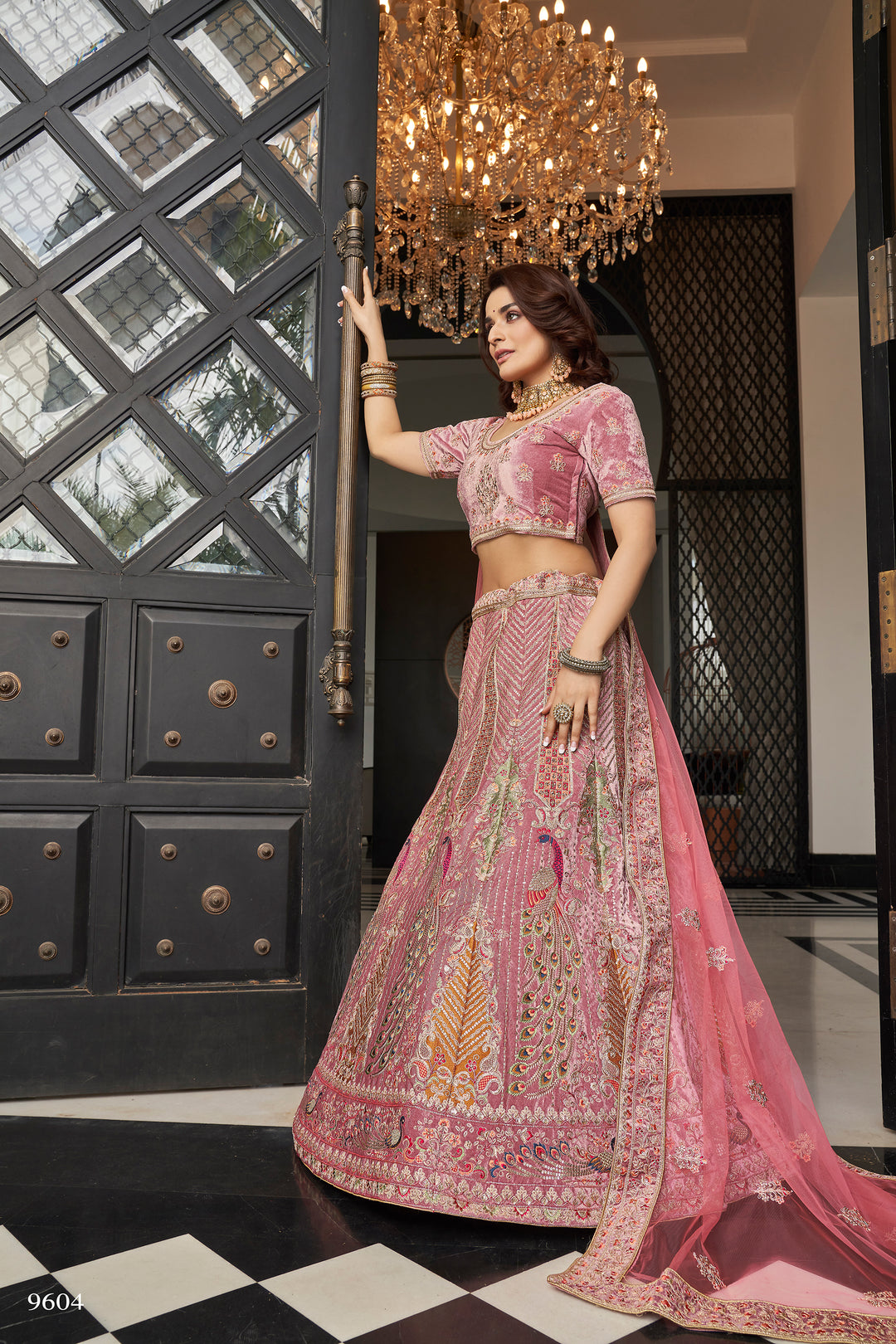 Bridal Pink Lehenga Choli | Hand Embroidered Zari & Dori Work