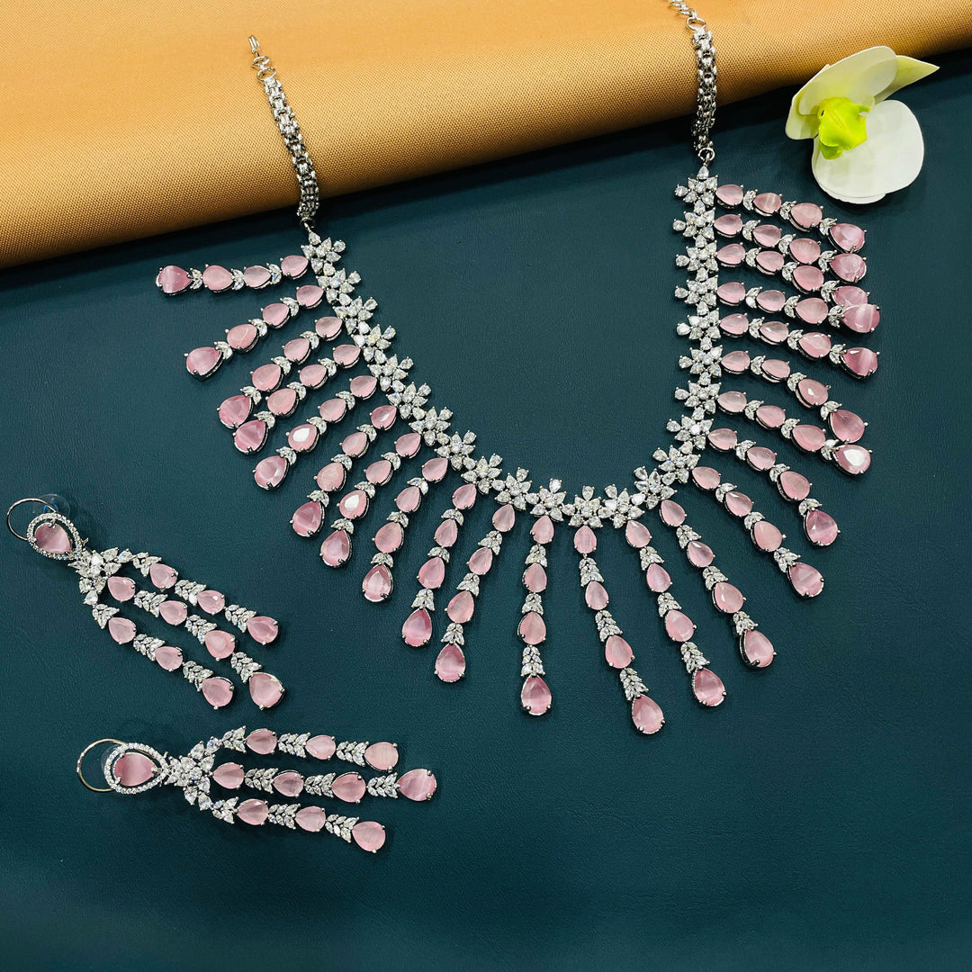 Beautifully crafted American diamond necklace, enhancing elegance.